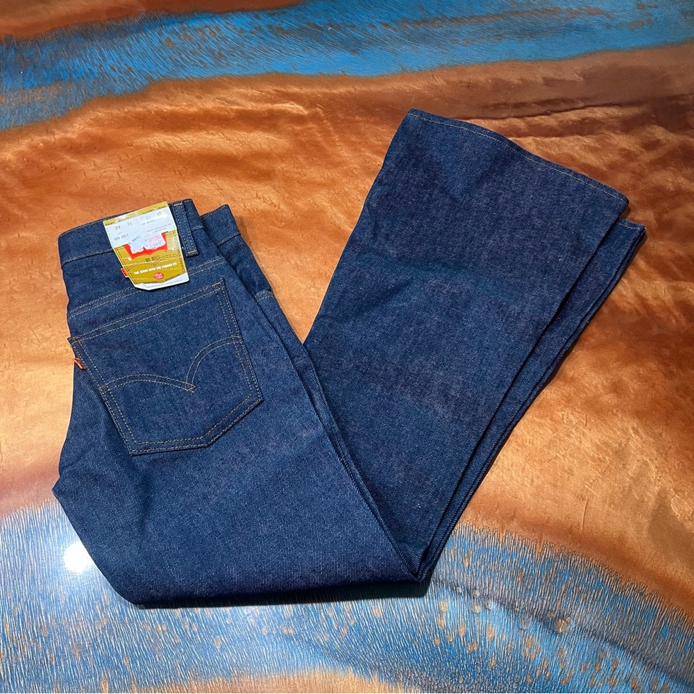 Vintage NOS Levis Big Bells Jeans 28x31 dark wash made in USA new flare leg